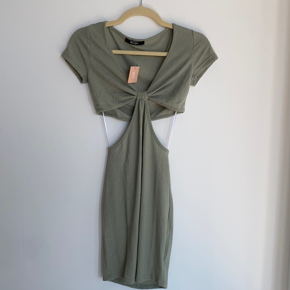 NEW Miss Lola Short Sleeve Cut Out Mini Dress S